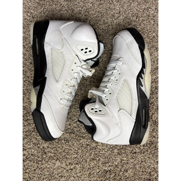 Nike Air Jordan 5 Retro White Black Size 6.5 Youth (Size 8 Women's) - Picture 7 of 10